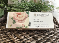 Bronnley England 1884  Rose Luxury Soap 100g x 3 New Boxed 