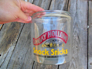 Rare Vintage BRYAN Smoky Hollow Beef Jerky Snack Sticks Candy Cookie Meat Jar