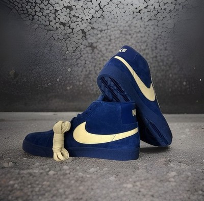 Men s Nike SB Zoom Blazer Mid Shoe-Coastal Blue/Coastal Blue/Pale Yellow