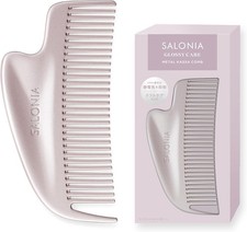 SALONIA Glossy Care Metal Kassa Comb Pink Anti-Static Gua Sha Massage Japan