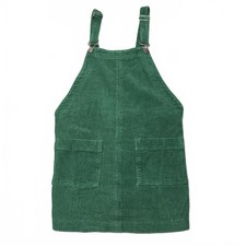 Forever 21 Y2K Small Green Corduroy Overall Mini Dress Adjustable Straps Casual