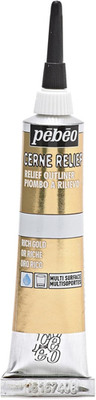 Pebeo Vitrail, Cerne Relief Dimensional Paint, 20 Ml Tube with Nozzle - Rich Gol