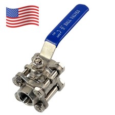 1/2" inch 3 Piece NPT FF Full Port Ball Valve Threaded Stainless Steel 316