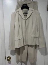 Kate Hill Pant Suit Womens Sze 6 Champagne Lined Blazer Pants 
