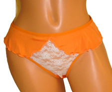 Floral Lace Orange Ruffle Front Bikini Panties Lingerie, XL Adult Gift
