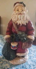 Vintage Santa Christmas Figurine Large Resin Traditional 12" Tall