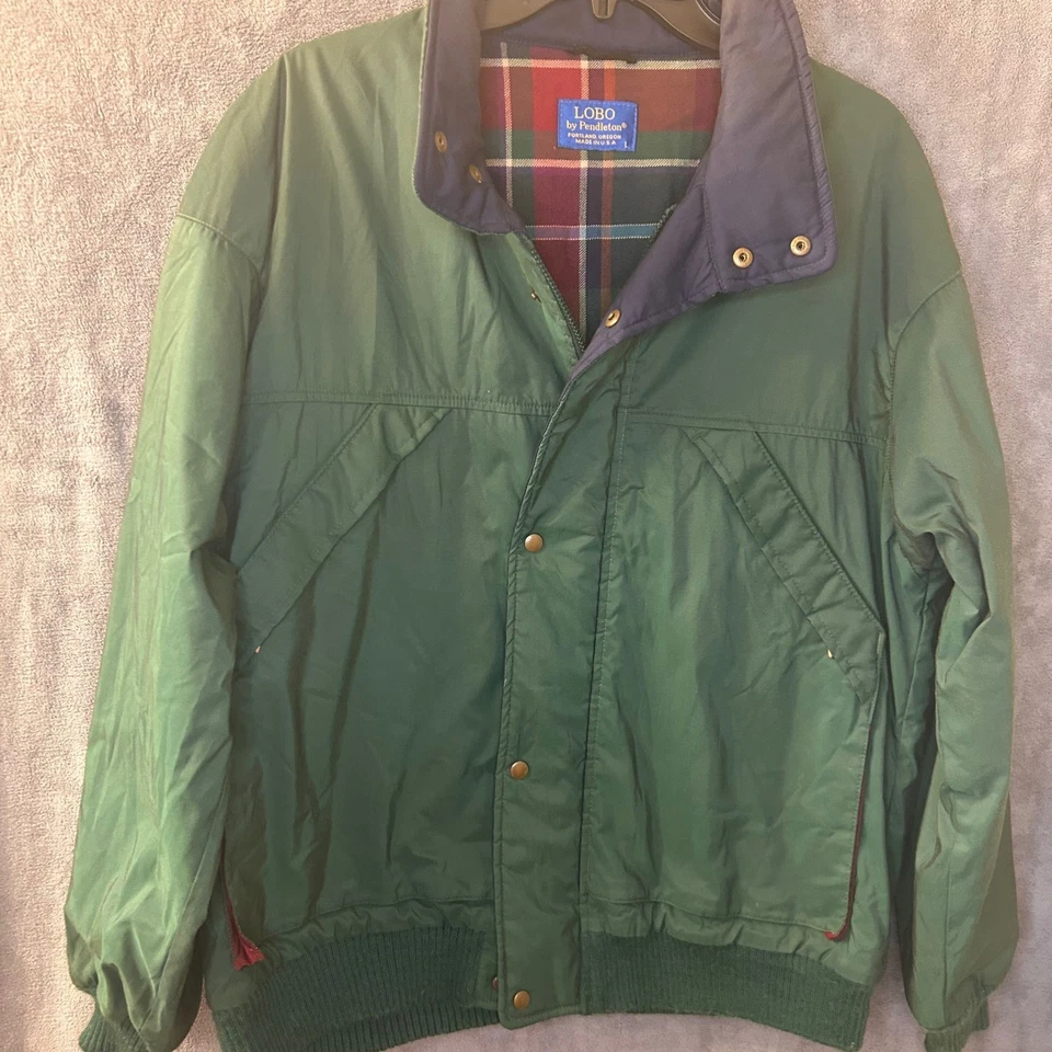 Chaqueta aislante forrada a cuadros verde L Lobo by Pendleton vintage años 80 para hombre Foto 2 de 4