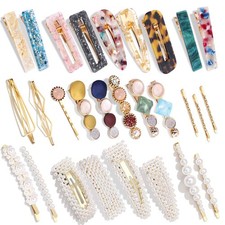 New 28 PCS Pearls Hair Clips Handmade Barrettes Bobby Pins Gift Fast Shipping