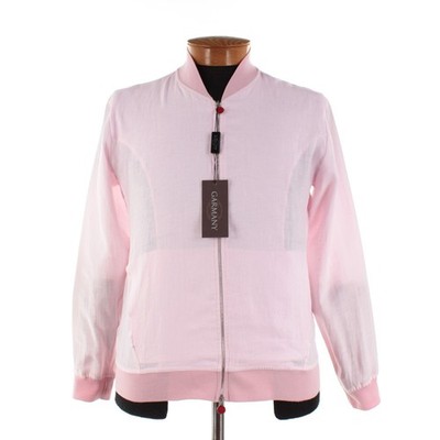 Kiton NWOT 100% Linen Bomber Jacket Size 48 (Small US) In Solid Pink