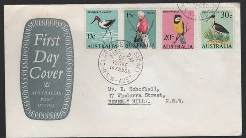 1966 Australian Native BIRDS Definitives  APO Shield FDC