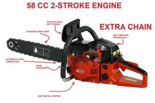 Petrol Chainsaw HIGH QUALITY 58cc 20" Bar 2 Chains 2 Stroke 3.6HP M and R CS5800