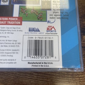 Bill Walsh College Football (Sega CD, 1993) Complete CIB