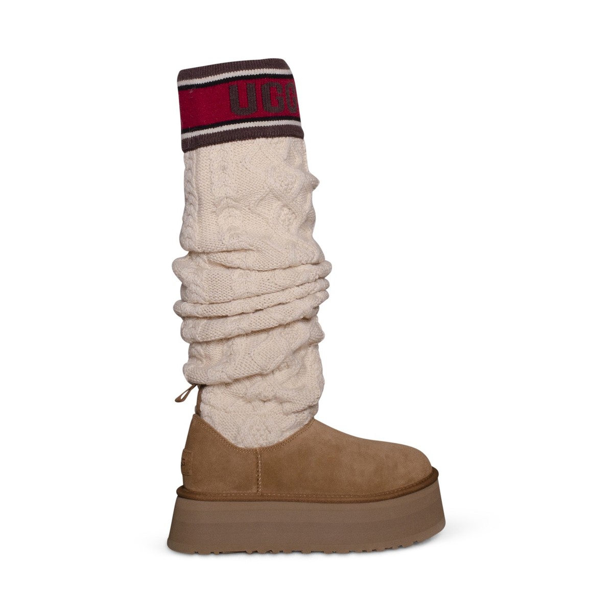 UGG CLASSIC SWEATER LETTER TALL CHESTNUT SHEEPSKIN WOMEN'S BOOTS