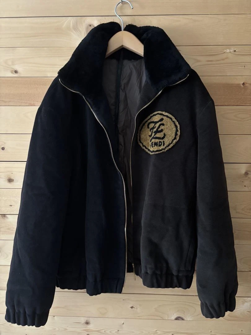 Fendi blusa bicolore lana logo toppa capospalla uomo