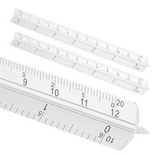 2 Pcs 7 Inch Imperial Architectural Triangular Scale Ruler Large Scale, Silver