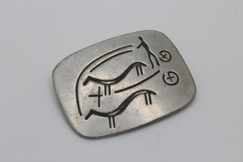 Rare Vintage Denmark Jorgen Jensen Pewter Primitive Cave Brooch 163