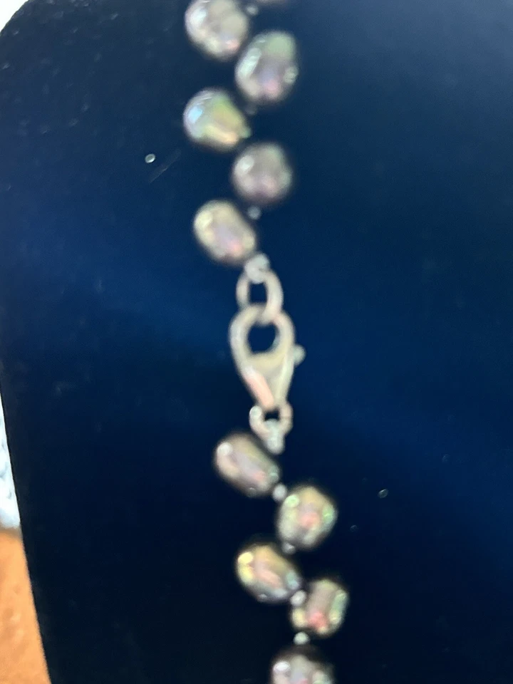 Colar de pérolas de água doce 16” comprimento cor chocolate fecho de aço inoxidável  - Imagem 4 de 4