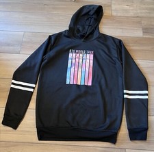 BTS World Tour LARGE Womens Black Hoodie Lightweight Pullstring Pullover
