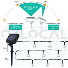 100/200LED Solar Globe String Lights Fairy Outdoor Festoon Party Garden Decor — image 7