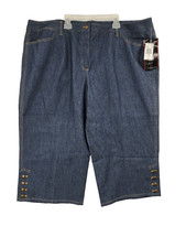 Larry Levine Women’s Capri Jeans Size 24W High Rise Slendering Stretch Denim NWT