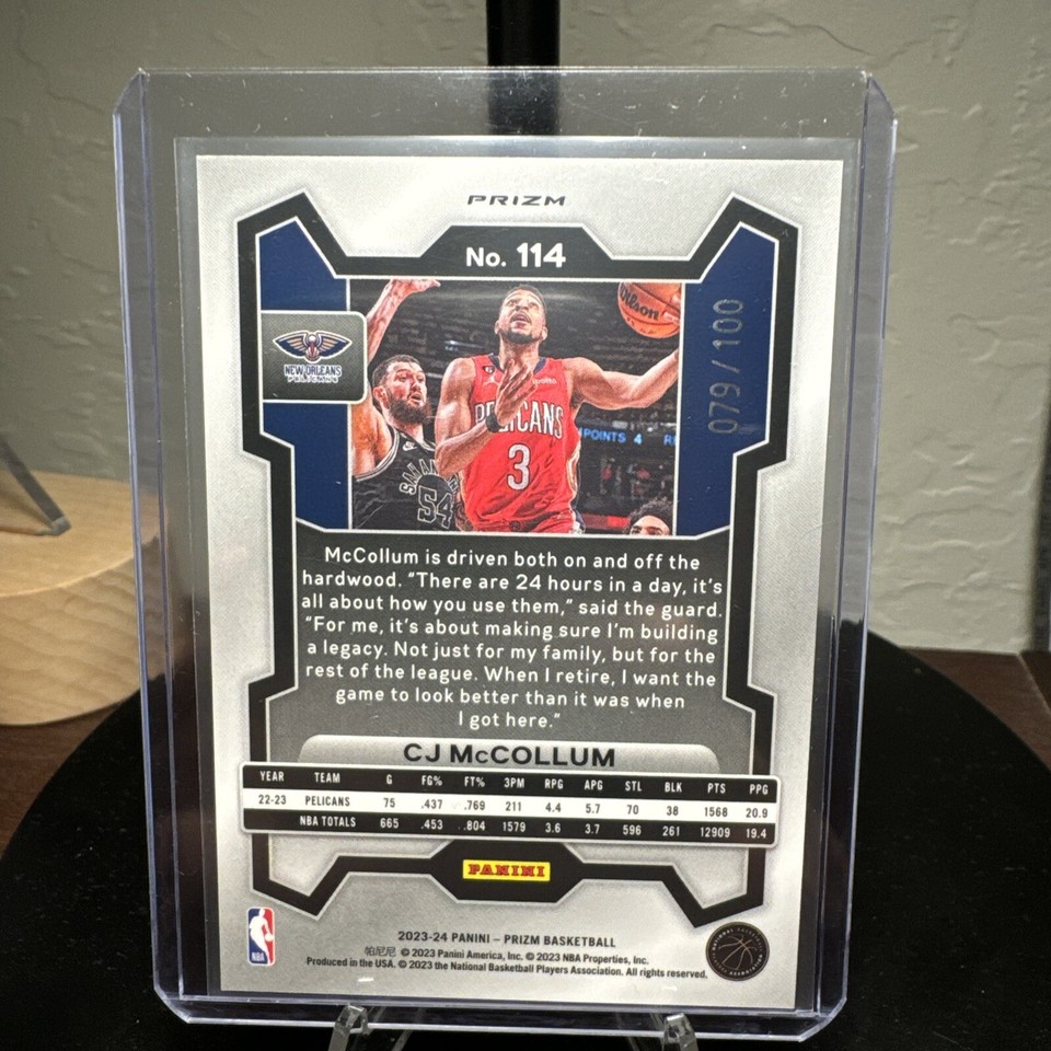 202324 Panini Prizm Fast Break CJ McCollum Red Disco 79/100 SP Color