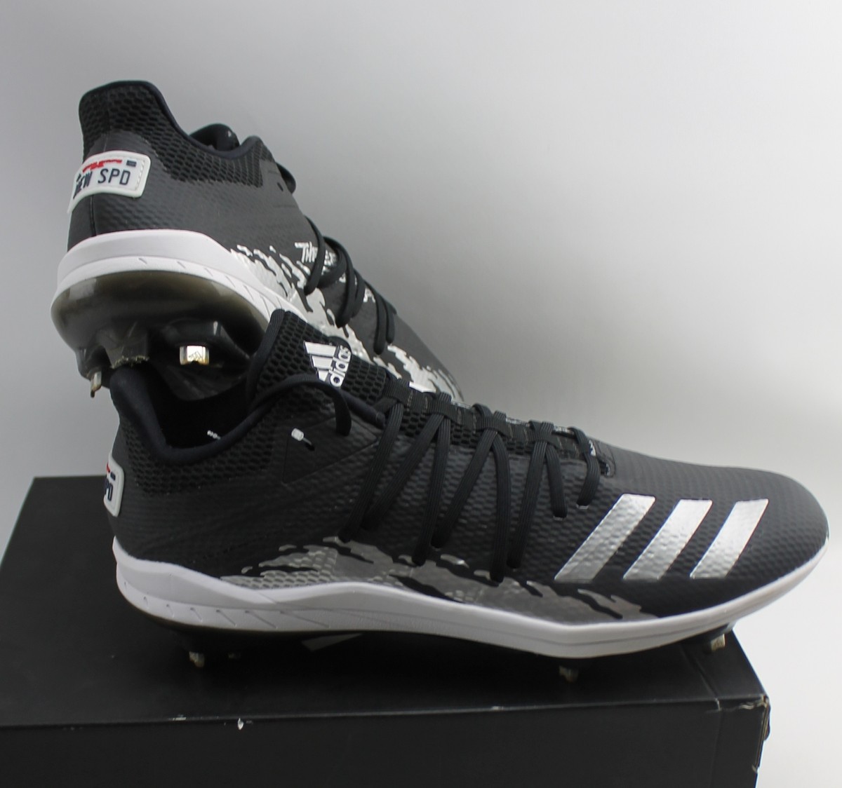 Adidas Afterburner 6 Speed Trap Baseball Cleats Men\'s US 8 Black White G27654 Adidas Afterburner 6 Speed Trap Black Baseball Cleats G27654  main image 4