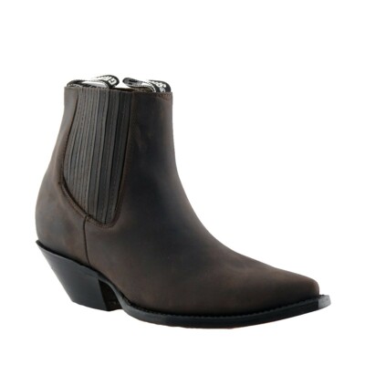 Herren Grinders Braune MUSTANG Leder Stiefel ohne Bügel Cowboy Western Chelsea