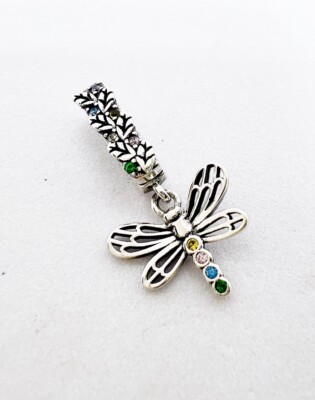 Libelle Charm für Mesh Armband Insekt echt 925 Sterling Silber  