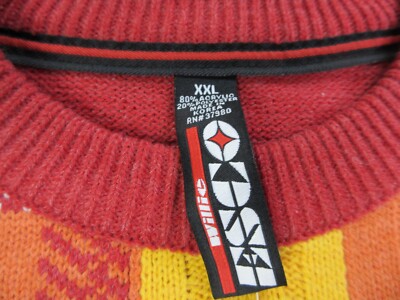 VINTAGE Willie Esco Sweater Mens 2XL XXL Orange Stripes Knit
