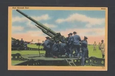 linen border postcard "Anti Aircraft Unit" unspecified military location rj