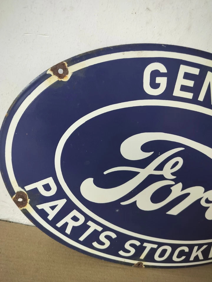 Genuine Ford Parts Stockists Porcelain Enamel Sign 24 x 16 Inches - Image 2 of 4