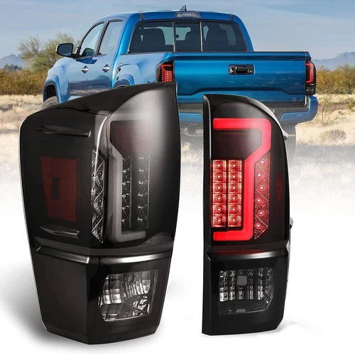 Pair LED Tail Lights For Toyota Tacoma 2016-2023 Brake Rear Lamps Black Lens - Picture 2 of 16