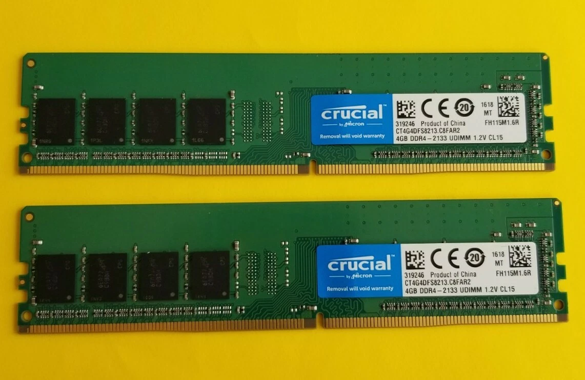 8GB CRUCIAL 2x4GB DDR4 2133 UDIMM CT4G4DFS8213 Desktop Memory