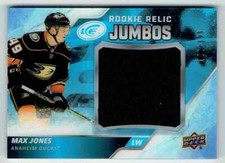 2019-20 ICE ROOKIE RELIC JUMBOS MAX JONES JERSEY 1 COLOR /199 ANAHEIM DUCKS