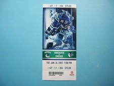 2011/12 VANCOUVER CANUCKS CHICAGO BLACK HAWKS NHL HOCKEY TICKET STUB RYAN KESLER