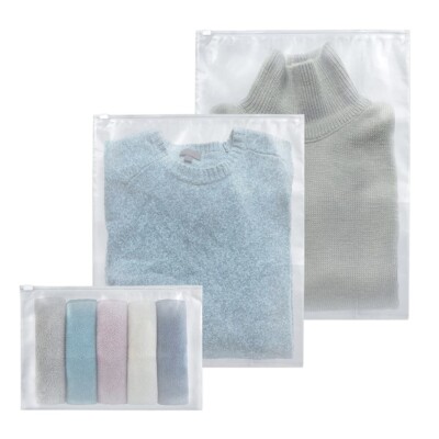 12 * Mattierte wiederverschließbare Beutel Druckverschlussbeutel Plastiktüte für Kleidung (gemischte Größen)