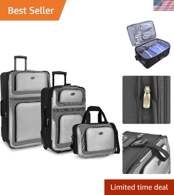 New Yorker Lightweight Softside Expandable Travel Rolling Luggage, Grey, 3-Pi...