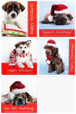 Dogs And Puppies Xmas Rachael Hale Stickers X 5 Christmas Cards Secret Santa Ebay
