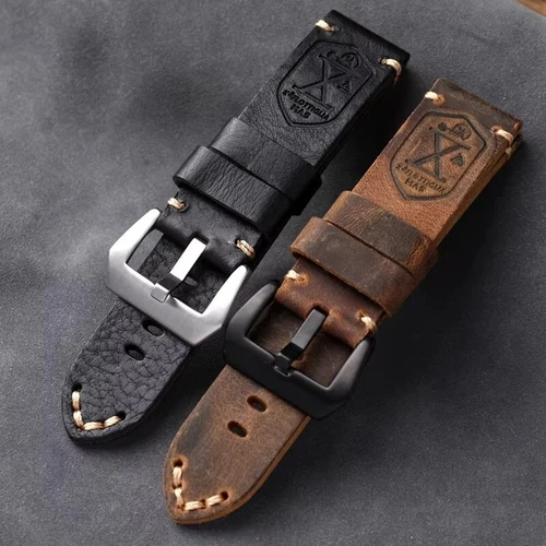 Leather Watch Strap X 10 Flotilla Mas Black 20mm 21mm 22mm 23mm 24mm 26mm
