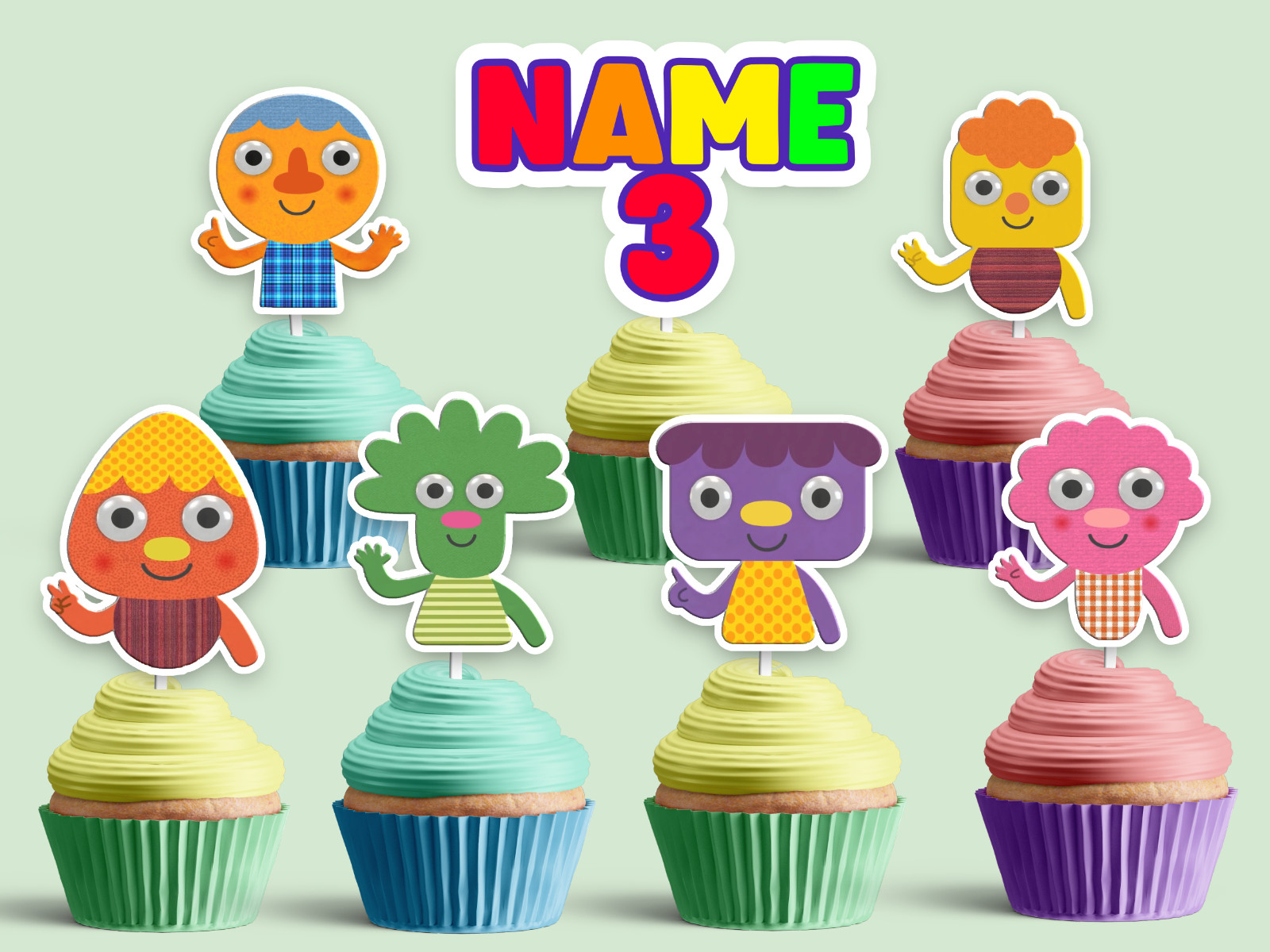 Super Simple songs CupCake Toppers HAPPY BIRTHDAY PERSONALISED ANY NAME & AGE