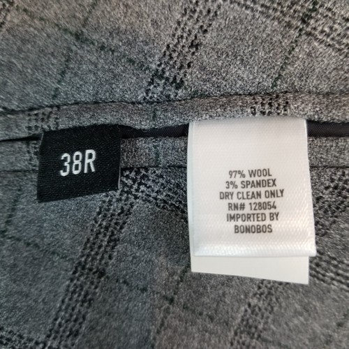 NWOT Bonobos Blazer Men 38R Gray Plaid Wool 2 Button Stretch Slim Fit Sport Coat - Picture 12 of 13