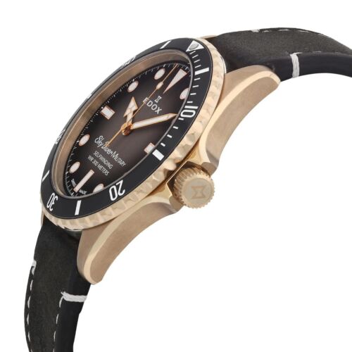 Montre automatique pour homme Edox SkyDiver bronze 42 mm cadran noir 80115 BRZN NDR - Photo 5 sur 7