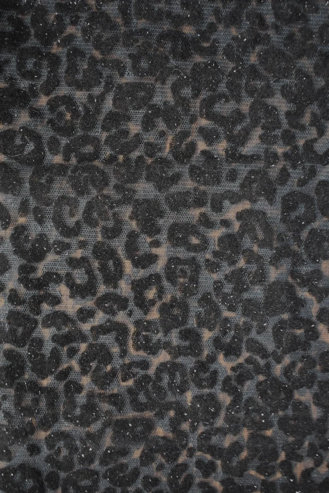 FLOCKED ANIMAL PRINT  ON BLACK MESH SHEER FABRIC  26X54 INCHES - Image 2 of 2