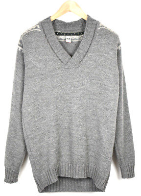 Dale Of Norway Pullover Herren S Wolle Gestrickt Grau Muster V-Ausschnitt