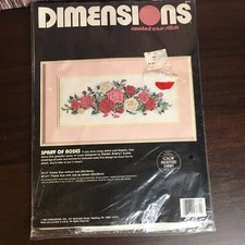 Dimensions Counted Cross Stitch KIT Spray of Roses w/ Babies Breath 16" x 7"