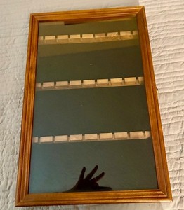 24 SOUVENIR SPOON VINTAGE WOOD DISPLAY CASE W/ Hinged Glass door 11" X 17"by SMC