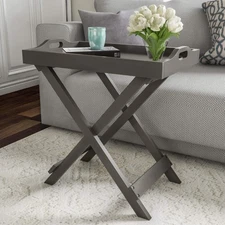 Folding TV Tray Table - Contemporary Side Table with Removable Tray Top for F...