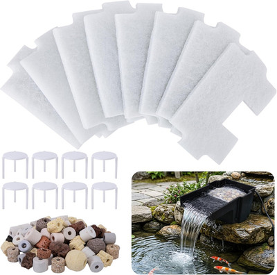 17 Pcs Pond Waterfall Spillway Filter Media, 8 Inch Waterfall Box Filter Pad wit