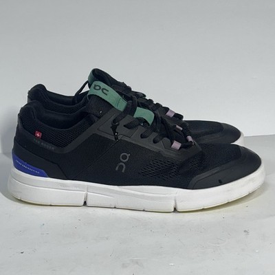 On Cloud The Roger Spin Black Green Womens Sz 9.5 Tennis Shoes Sneaker Cloud Tec