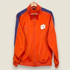 Nike Clemson Tigers Track Jacket Men Small Orange Purple Zip Paw Performance